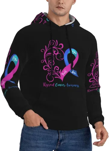 Vista 2 de Sudaderas con capucha unisex para hombre y mujer, para concienciación sobre el cáncer de tiroides