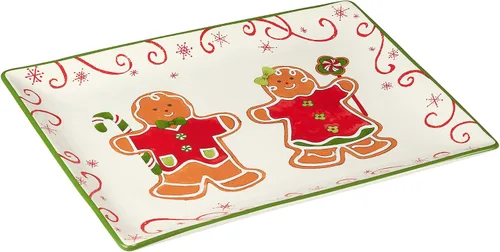 Vista 2 de Certified International Holiday Magic - Bandeja rectangular de pan de jengibre, 14 x 10 pulgadas, multicolor, grande