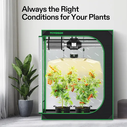 Vista 3 de VIVOSUN Kit de tienda de cultivo 2x4, sistema completo de cultivo controlado por WiFi con luz LED de espectro completo, ventilación automática