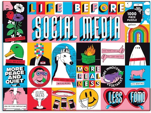 Vista 2 de Galison Life Before Social Media - Rompecabezas de 1000 piezas, multicolor