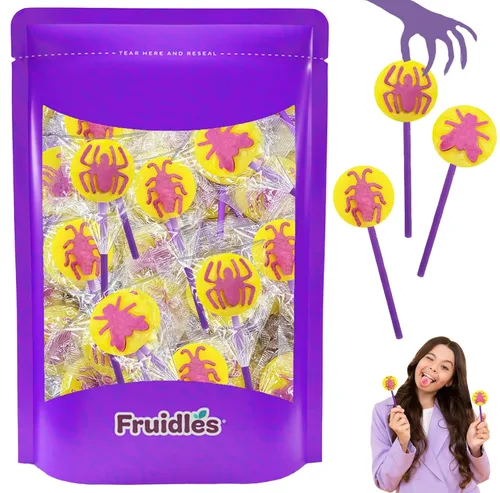 Vista 10 de Fruidles 20 unidades de caramelos para tatuajes de insectos, ideales para rellenos de bolsas de fiesta, 0.28 oz Pops, envueltos individualmente