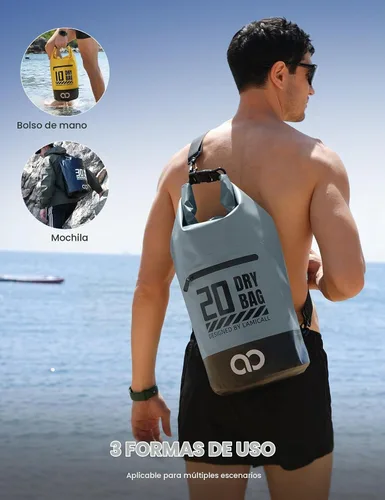 Vista 5 de Lamicall Mochila impermeable con bolsa para teléfono 5L/10L/20L/30L/40L Gris azulado