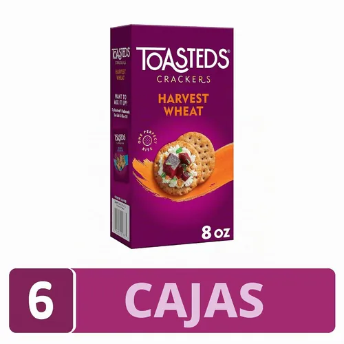 Vista 4 de Kellogg's Toasteds Galletas para fiestas, aperitivos listos para sumergir, trigo cosechado (6 cajas)