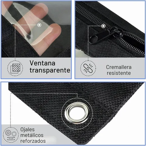 Vista 4 de Mr. Pen Estuche de tela para lápices con 3 agujeros para carpeta, color negro, juego de 2