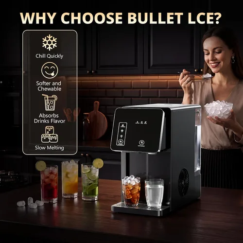 Vista 7 de Cowsar 2-in-1 Countertop Ice Maker Machine with Water Dispenser, Black