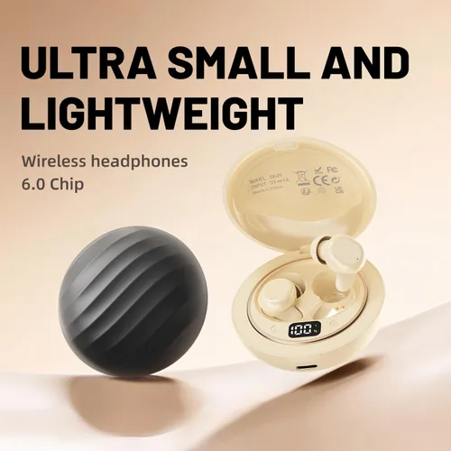 Vista 7 de Mini auriculares Bluetooth invisibles, Bluetooth 6.0 con cancelación de ruido para dormir de lado, auriculares pequeños ajuste cómodo para dormir