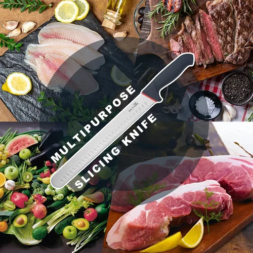 Vista 5 de DELFINA - Cuchillo para cortar pechuga de 12 pulgadas con funda y mango de agarre suave, cuchillo afilado de alta calidad para cortar carne, ideal
