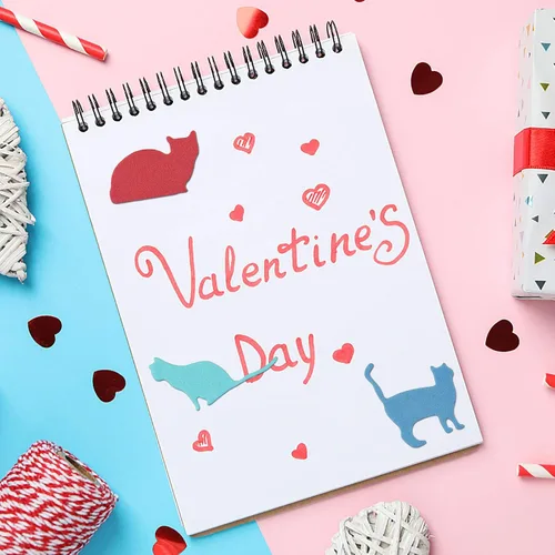Vista 5 de OOTSR - Juego de 6 troqueles de corte de metal para gatos, diseño de gato, de acero al carbono, para álbumes de fotos, decoración de tarjetas