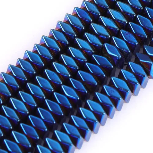 Vista 25 de Cuentas de hematita para hacer joyas, piedras preciosas semipreciosas de 0.394 x 0.551 in, color azul con revestimiento metálico, 15 pulgadas JOE