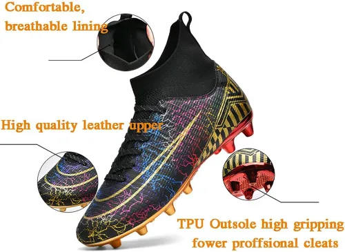 Vista 4 de Dennger Tacos de fútbol para hombre, zapatos de fútbol de alta calidad, zapatos de fútbol AG Spike, zapatillas de deporte cómodas para adultos