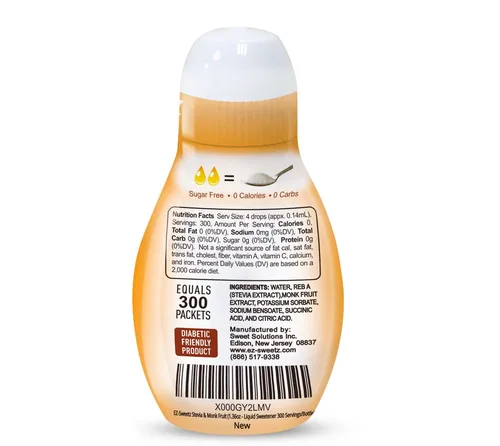 Vista 2 de EZ-Sweetz Stevia & Monk Fruit (1.36 oz - Edulcorante líquido 300 porciones/botella)