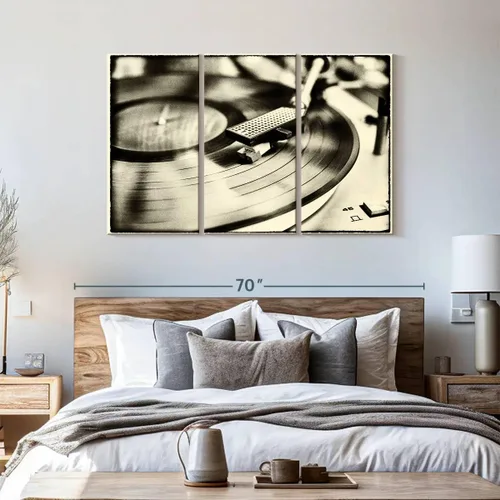 Vista 118 de Elephant Stock BW - Reproductor de discos de vinilo para pared, lienzo horizontal, decoración de pared de sala de estar de 3 piezas, impresión