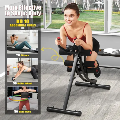 Vista 2 de Ab Machine for Home Gym, Adjustable Foldable Core Trainer Negro de una sola pista