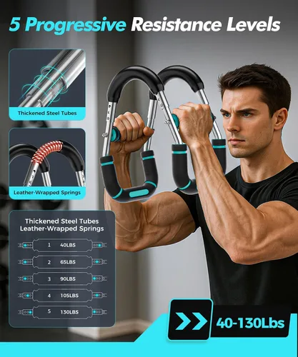 Vista 3 de Twister Arm Trainer Equipo de entrenamiento de pecho para hombres y mujeres, ajustable 5 resistencia (40-130 libras) Entrenador de fuerza