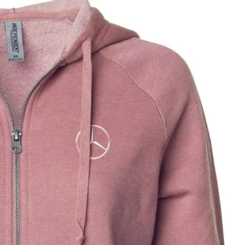 Vista 2 de Mercedes Benz Sudadera con capucha para mujer con cremallera completa rosa rosa polvorienta