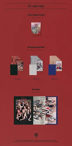 Vista 4 de Twice 3 GIFT Eyes Wide Open Random ver. 1 Folded Poster Random 1 KPOP Idol Mask+1 Extra Photocard