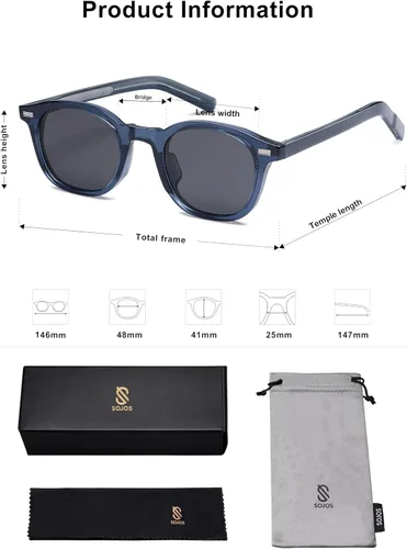Vista 5 de SOJOS Gafas de sol cuadradas para mujeres y hombres, protección UV, diseño de moda, estilo rectangular, unisex, SJ2316