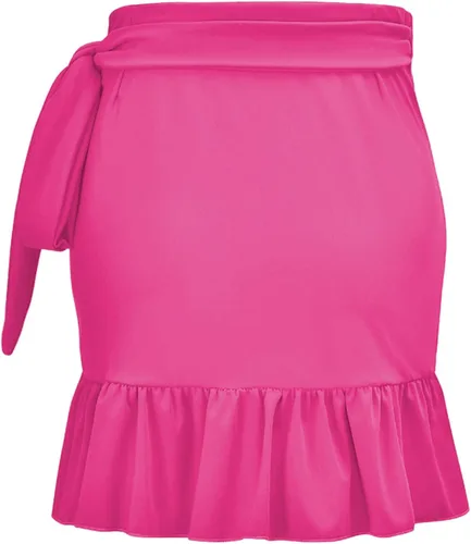 Vista 2 de ChinFun Women's Ruffle Sarongs Beach Wrap Swimwear Bikini Tankini Cover Up Summer Swim Pleated Skirts Swimdress