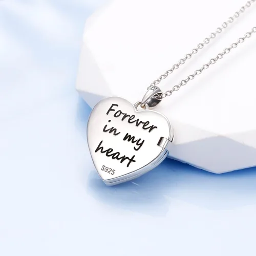 Vista 5 de DAOCHONG Tree of life Photo Locket Heart Shaped Locket Necklace That Holds 2 Pictures Photo Keep Someone Near to You Vintage Sterling Silver Heart
