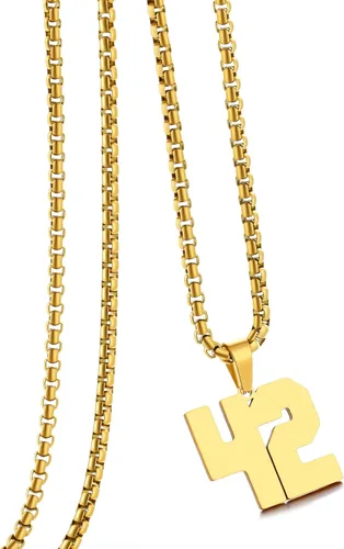 Vista 23 de Collar de Número Dorado para Hombre, Cadena de Acero Inoxidable con Colgante de Número para Atletas, Joyería Deportiva Personalizada para Niños