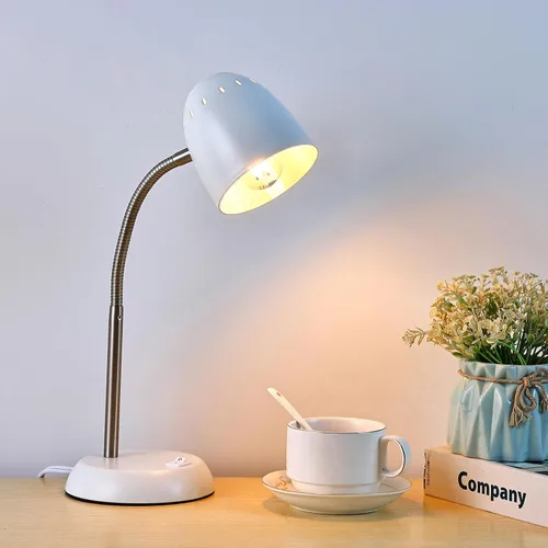 Vista 9 de Lámpara de mesa de diseños simples para cuidar los ojos, lámpara de escritorio básica de metal LED E26 con cuello de ganso flexible, lámpara
