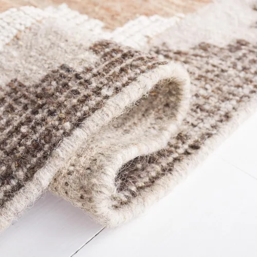 Vista 6 de SAFAVIEH Kenya Collection - Alfombra decorativa de 2 x 3 pies, marrón y carbón, lana tribal anudada a mano, ideal para zonas de alto tráfico