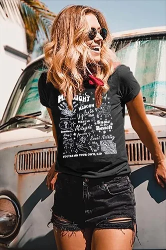 Vista 3 de Camiseta de concierto de campo para mujer, camiseta para amantes de la música, camisetas gráficas de música vintage, camisetas de regalo