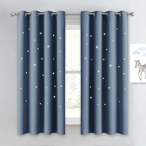 Vista 43 de NICETOWN - Cortinas de oscurecimiento de habitación con estrellas en rosa bebé, de 45 pulgadas de largo para dormitorio de niñas, cortinas