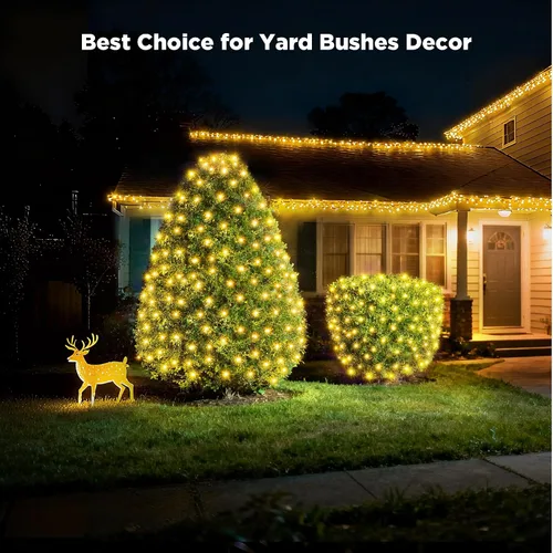 Vista 7 de BlcTec Luces de Navidad mejoradas para exteriores, 176 LED, 8.7 pies x 5.2 pies, luces de red de Navidad con certificación UL, 8 modos