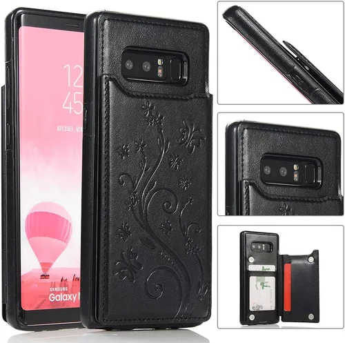 Vista 3 de Funda de teléfono para Samsung Galaxy Note 8 con protector de pantalla de vidrio templado y tarjetero con soporte para tarjetero, accesorios
