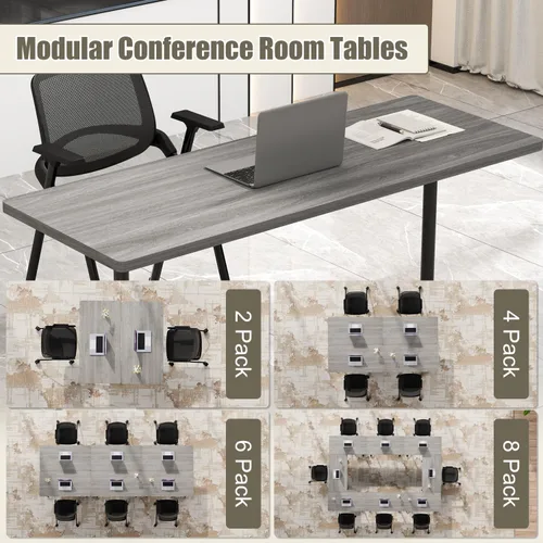 Vista 5 de 2Pack Folding Conference Table, 47.2in Modular Training Table with Wheels Grey