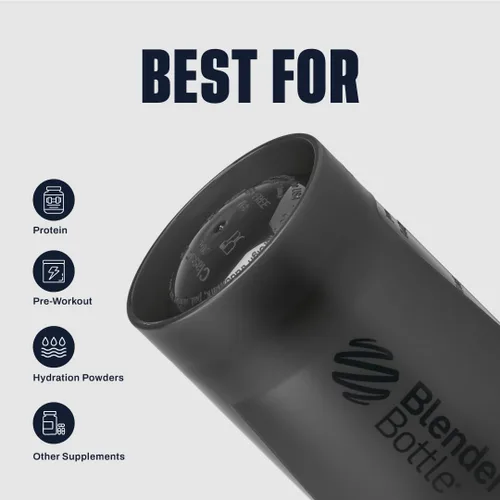 Vista 4 de [Usado] BlenderBottle Classic V2 - Botella mezcladora perfecta para batidos de proteínas y preentrenamiento, 20 onzas, color negro