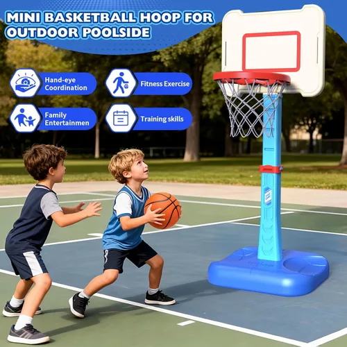 Vista 4 de Aro de baloncesto para niños pequeños de interior para edades 1, 2 y 3 años, aro de baloncesto ajustable para niños, mini aro de baloncesto con 3