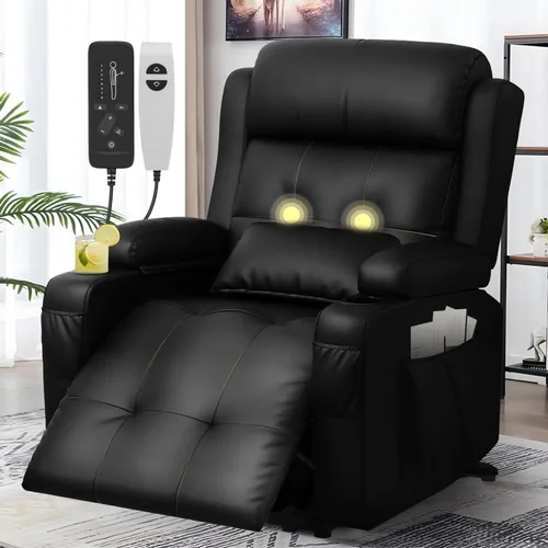 Vista 38 de Sofá reclinable manual de dos plazas, sofá reclinable de pared con masaje, puertos USB y tipo C, almacenamiento, portavasos, sofá RV para sala