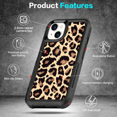 Vista 5 de [Usado] Funda LOQUPE [5 en 1] para iPhone 14 Plus, con 2 protectores de pantalla + 2 protectores de lente de cámara, funda protectora antichoque