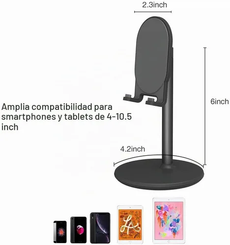Vista 5 de Bright Stone - Soporte para teléfono de escritorio, soporte ajustable para teléfono de escritorio, compatible con Negro