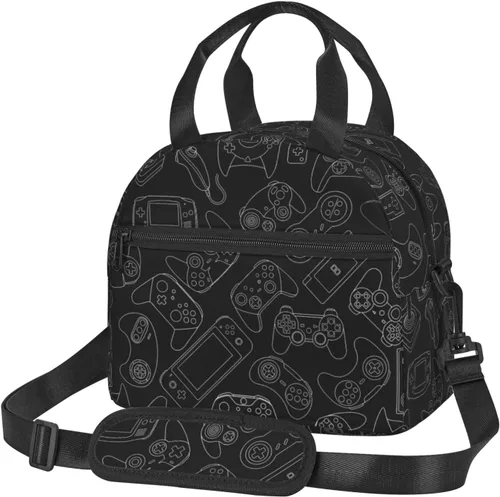 Vista 13 de Perinsto Lindas patas de perro beige bolsa de almuerzo reutilizable aislada bolsa de almuerzo lonchera contenedor con correa ajustable