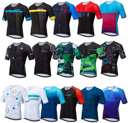 Vista 8 de JPOJPO Maillot de ciclismo para hombre, camisetas de ciclismo S-3XL, poliéster, cremallera reflectante, 4 bolsillos