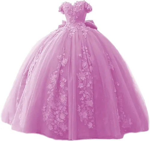 Vista 4 de TRHTX Vestidos de quinceañera con cuentas de encaje, vestido de baile con hombros descubiertos, vestidos de graduación 2022 Sweet 15 16 para mujer