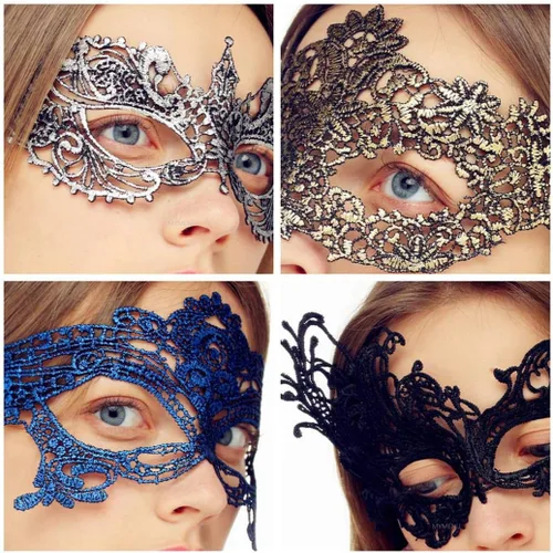 Vista 4 de Antifaz para mujer de encaje veneciano para fiesta, baile de graduación, disfraz, Mardi Gras