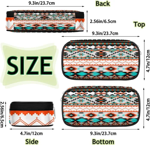 Vista 3 de Pardick Estuche para lápices azteca de gran capacidad, con estampado azteca, con compartimentos con cremallera, para niños, niñas, adultos