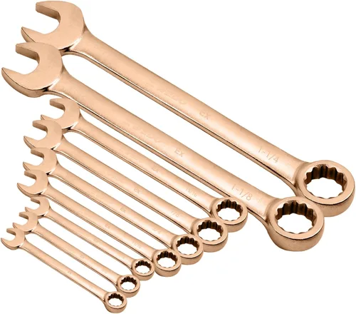 Vista 12 de WEDO Llave combinada sin chispas, llave combinada de seguridad sin chispas, bronce de aluminio, forja, DIN 3113, certificado BAM y FM, tamaño 1