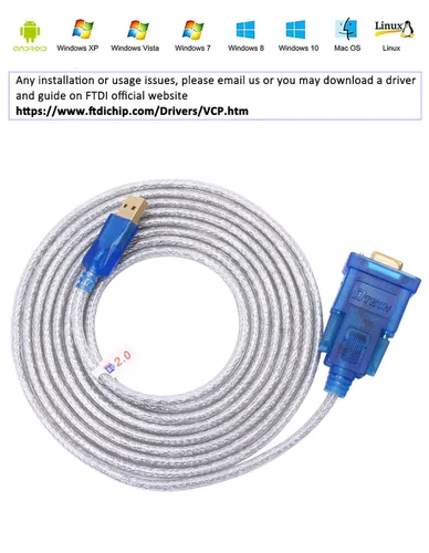 Vista 4 de DTech Adaptador USB a serie de 10 pies USB a RS232 DB9 Cable hembra puerto COM con chipset FTDI compatible con Windows 11 10 8 7 Mac Linux