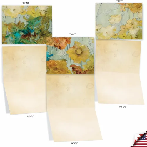 Vista 4 de The Best Card Company – 10 tarjetas en fondo blanco con flores, en caja (4 x 5.12 pulgadas) – Juego de tarjetas florales surtidas