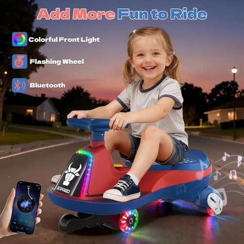 Vista 5 de ANPABO - Coche eléctrico de 6 V 7 AH para niños, 2 plazas, motor de 75 W Azul