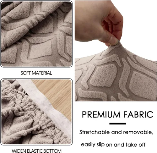 Vista 30 de Paquete de 2 fundas para silla lateral con respaldo de ala, fundas elásticas para sillas con respaldo geométrico rómbico, fundas para silla