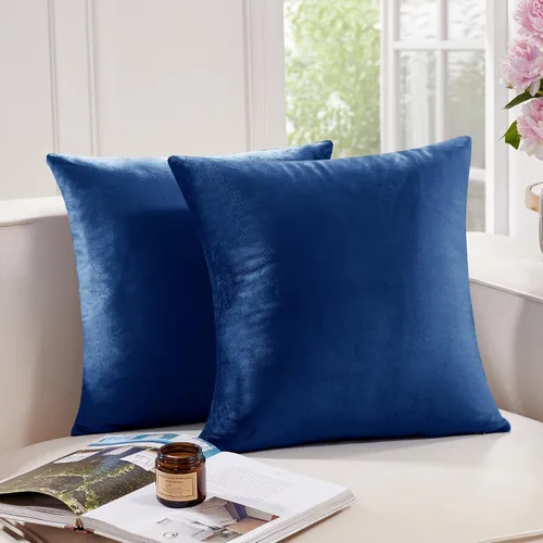 Vista 29 de Deconovo Juego de 2 fundas de almohada de pana suave con cremallera invisible, 16 x 16 pulgadas, color gris pardo, decoración del hogar para sofá