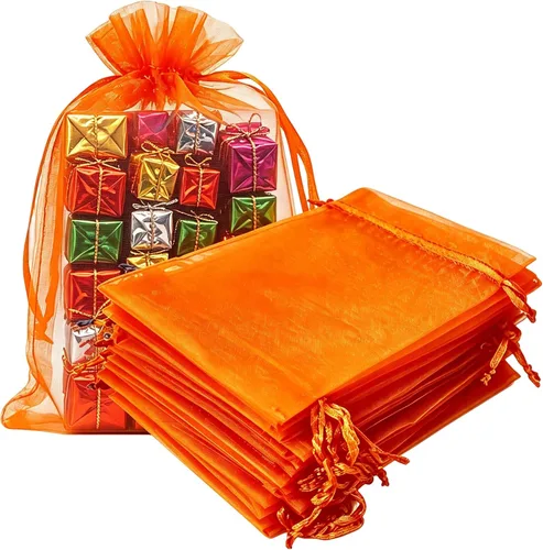 Vista 45 de Paquetes de 50 bolsas de organza de regalo de 4 x 6 pulgadas, cordón negro a granel para baby shower, Navidad, cumpleaños de profesores, recuerdos