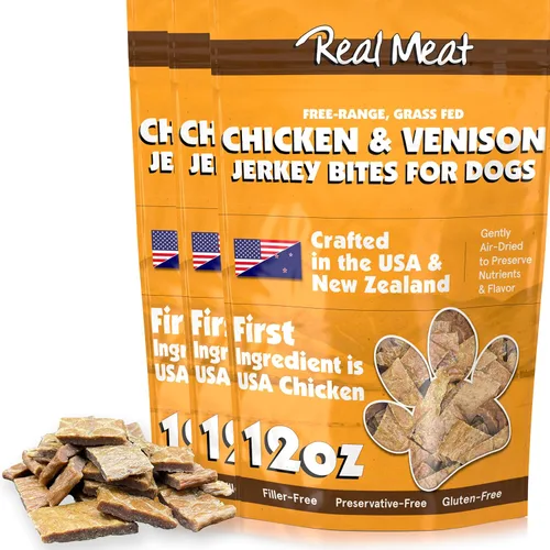 Vista 21 de Golosinas de carne real para perros - Bolsa de 12oz de tiras de carne de res aire-secas para perros de tamaño bocado - Golosinas de carne