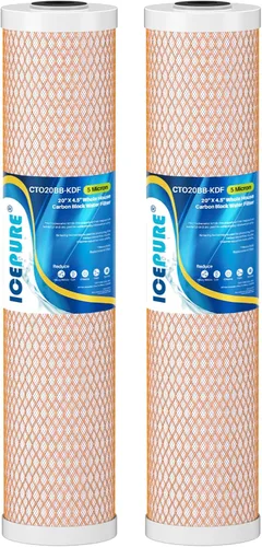 Vista 16 de ICEPURE Filtro de agua de carbón activado y KDF de gran capacidad de 4.5 x 20 pulgadas, filtración de metal pesado para toda la casa, filtro de agua
